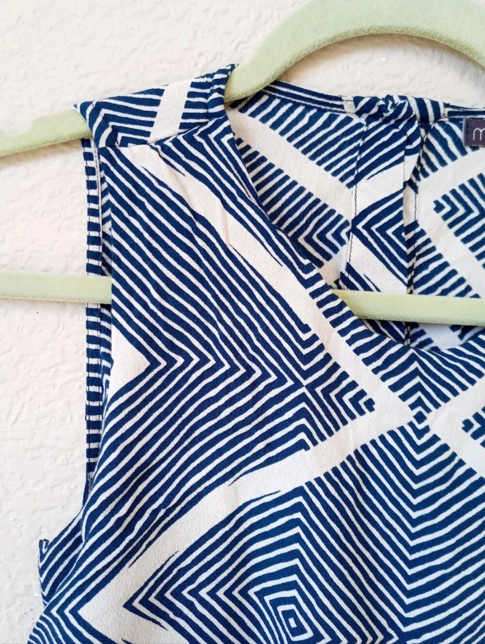 Mister Zimi blue and white geometric pattern pop-over wide-leg jumpsuit